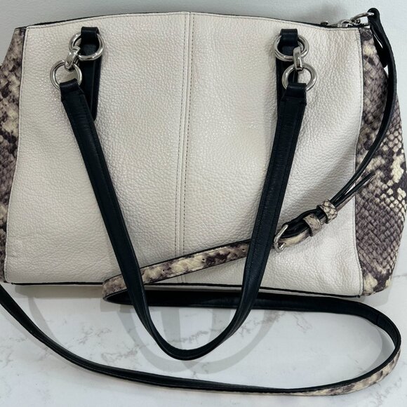 Coach Leather Snakeskin Two-Toned Satchel & Matching Wallet - Picture 3 of 11